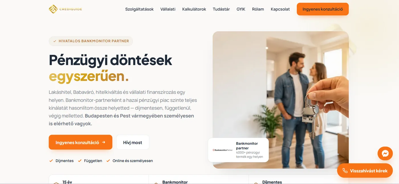 CrediGuide financial services website screenshot